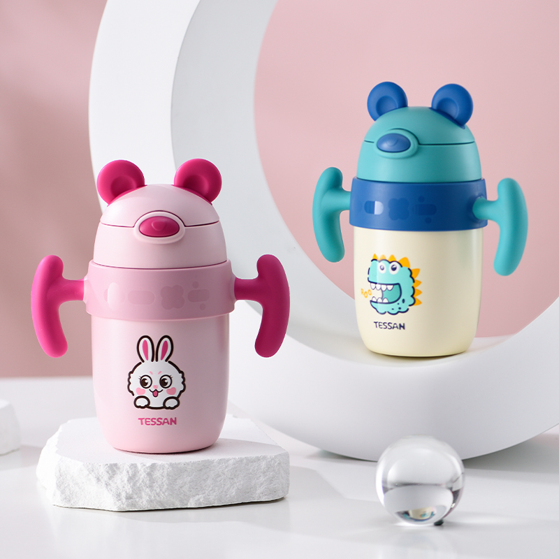 Vaso aislante de acero inoxidable de 330 ml con taza de café para bebida directa para niñas con cuerda