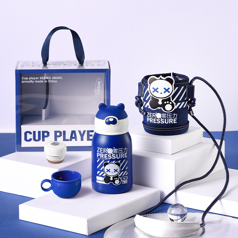 Botella de agua infantil de acero inoxidable sin BPA de 580 ml con paja para niños en edad escolar