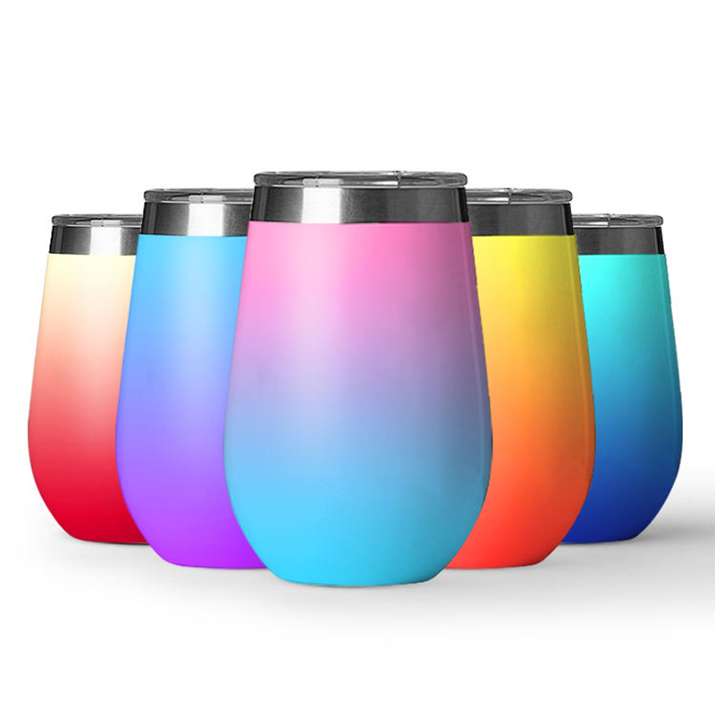 Vaso de café Vaso de vino novedoso de metal inoxidable de doble pared de 12 oz con tapa